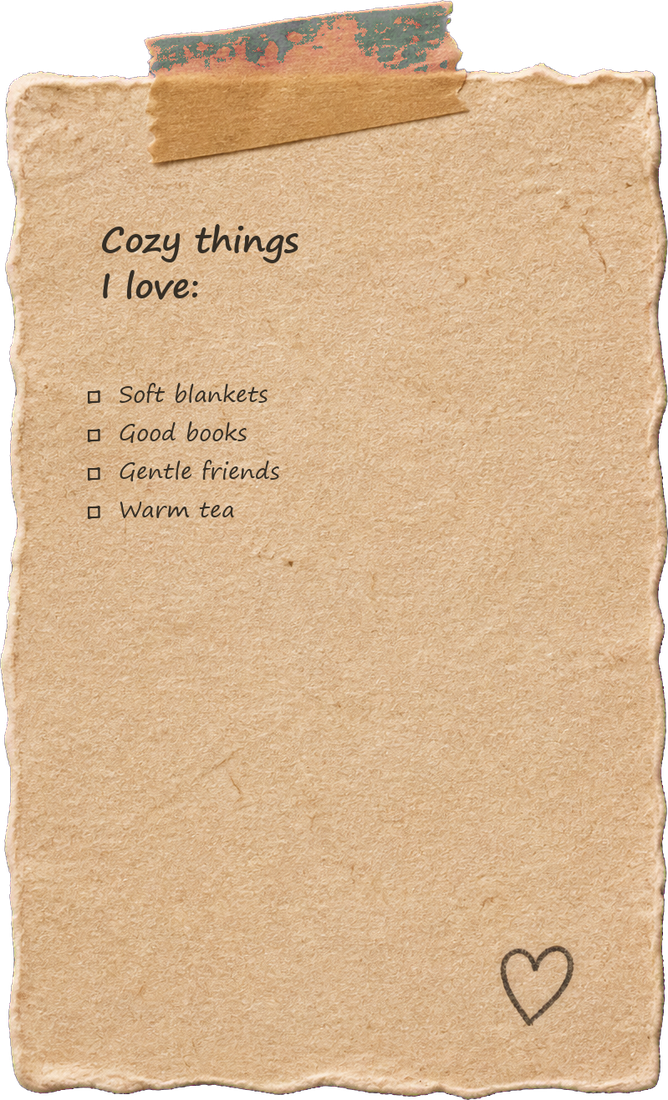 A handmade checklist of cozy things
